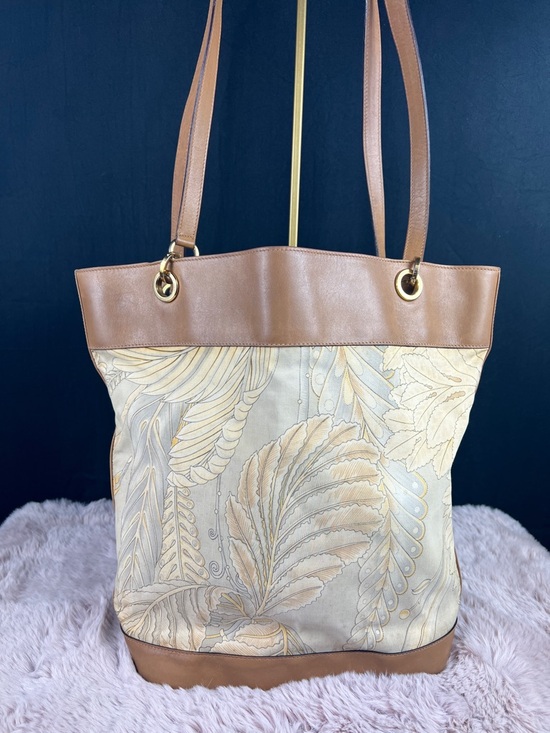 Salvatore Ferragamo Handbags - Salvatore Ferragamo Botanical Canvas Leather Tote Bag P21 3213 - Vintage 90’s